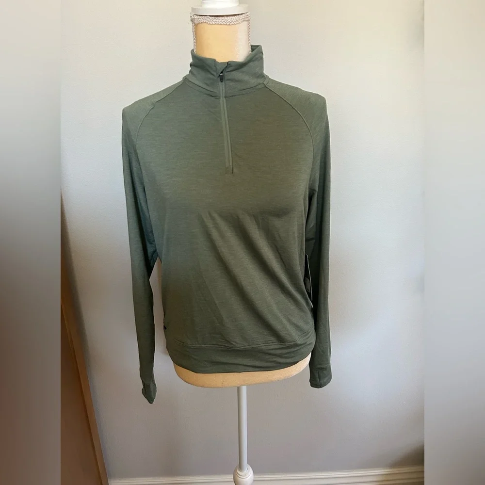 NWT REI CO-OP Lightweight Half-Zip Pullover in Olive Green Sz S - Picture 1 of 7
